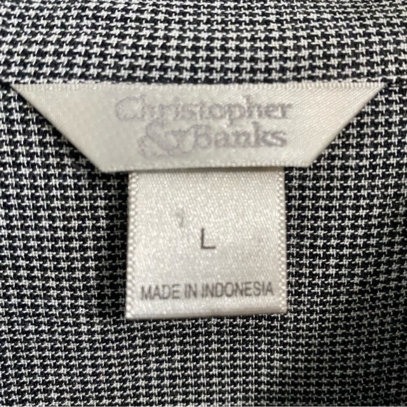 Christopher & Banks Women's Long Sleeve Black and White Micro Check Blouse L - Picture 3 of 7